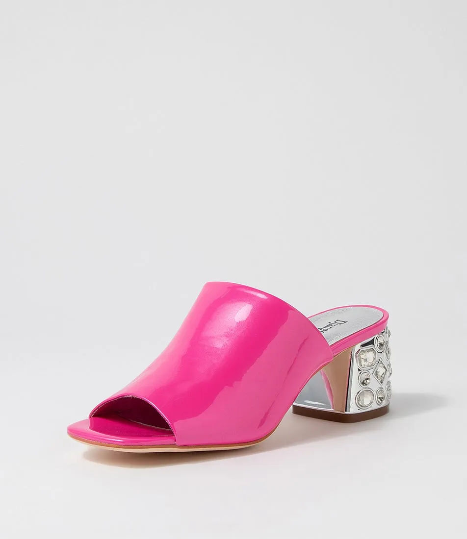 DJANGO & JULIETTE Pansie Bright Pink Patent Leather Mules