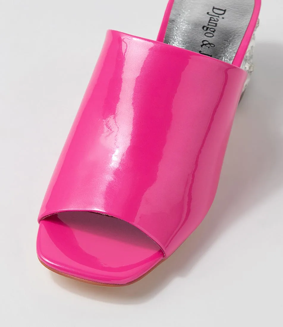 DJANGO & JULIETTE Pansie Bright Pink Patent Leather Mules