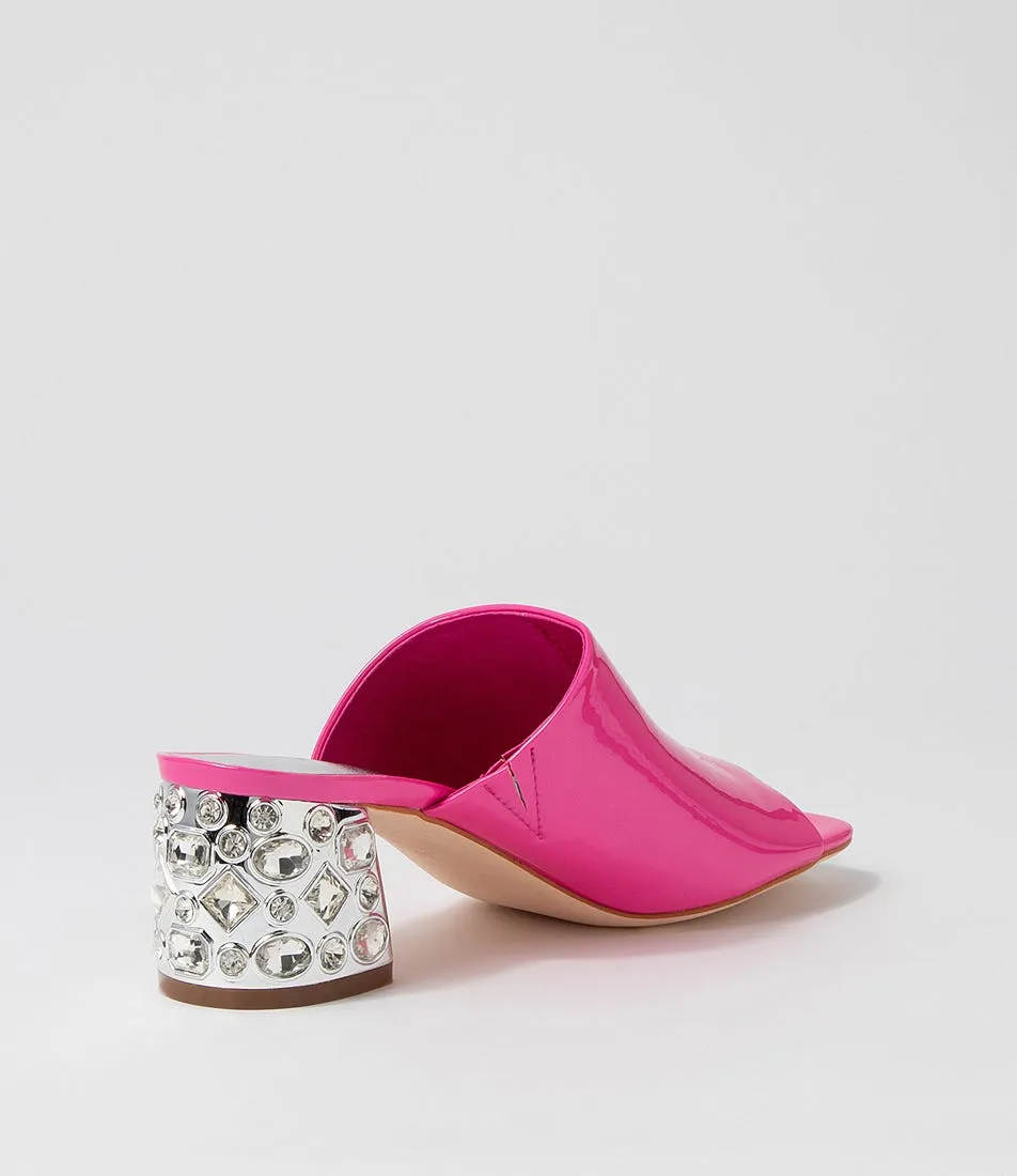 DJANGO & JULIETTE Pansie Bright Pink Patent Leather Mules