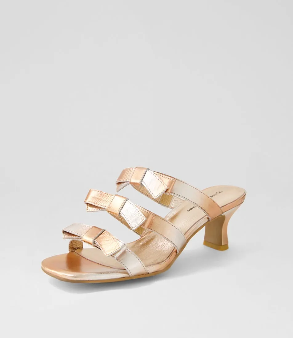 DJANGO & JULIETTE Ulpha Rose Gold Mix Leather Mules