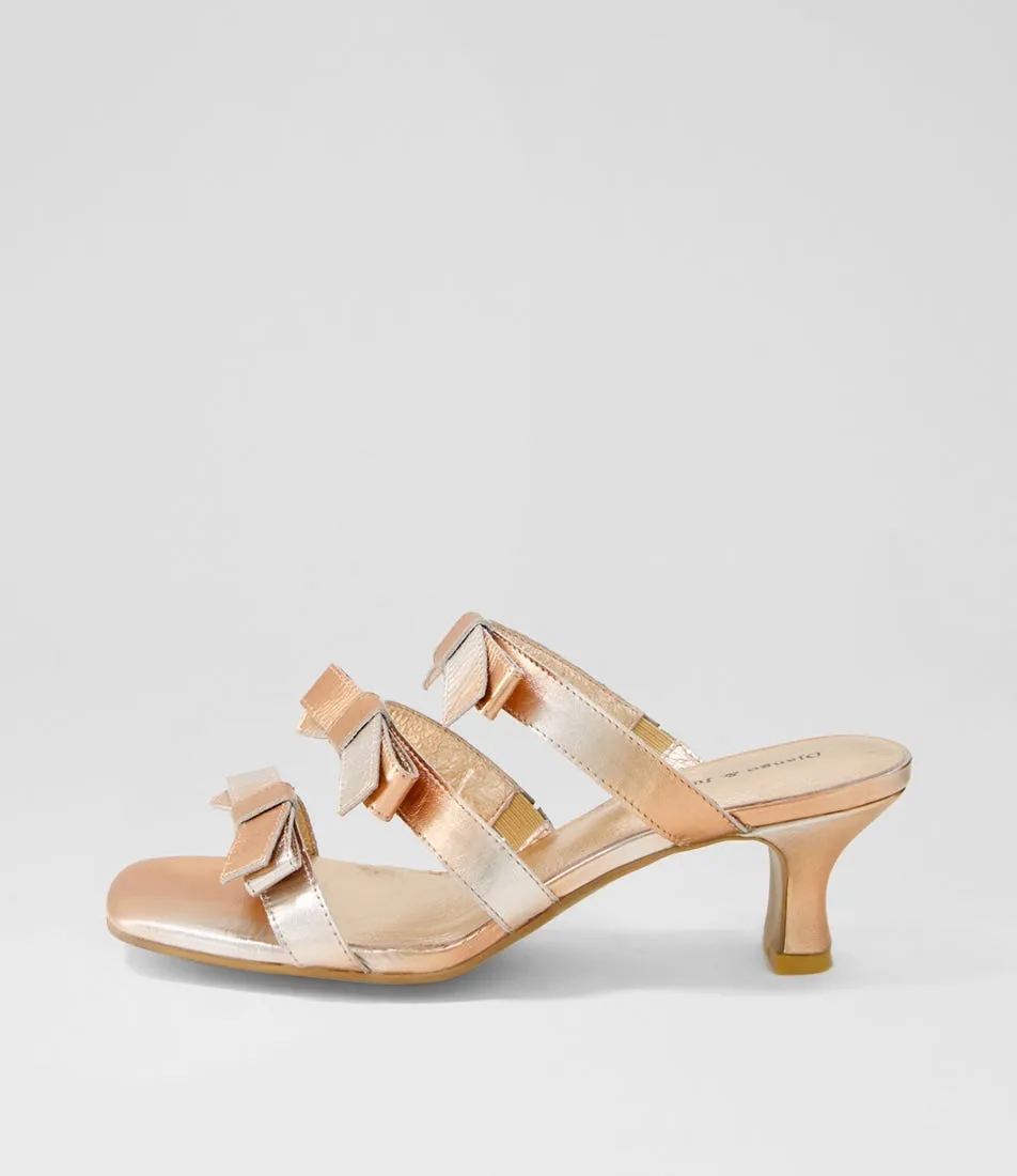 DJANGO & JULIETTE Ulpha Rose Gold Mix Leather Mules