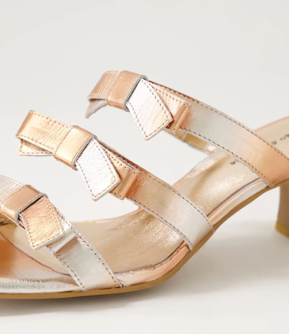 DJANGO & JULIETTE Ulpha Rose Gold Mix Leather Mules