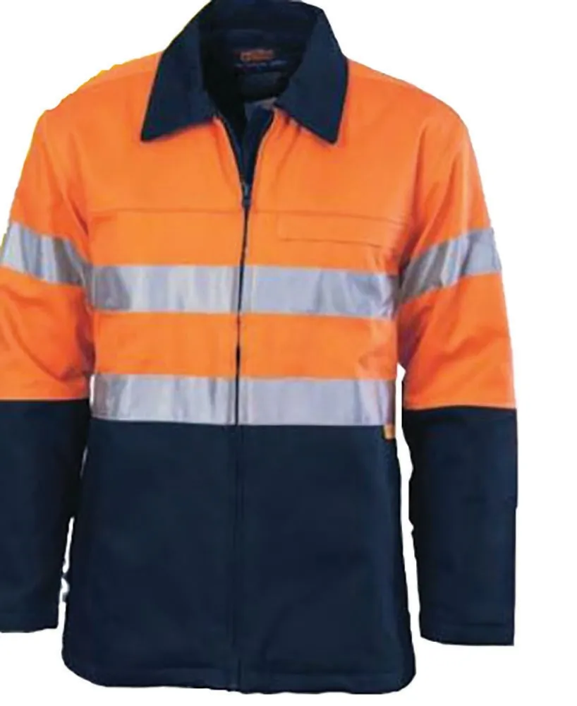 DNC 3858 Two Tone Hi-Visibility Jacket - Drill - Cotton - Reflective Tape - Orange/Navy - XS