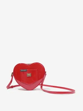 Dolce & Gabbana Girls Leather Heart Crossbody Bag in Red (20cm)