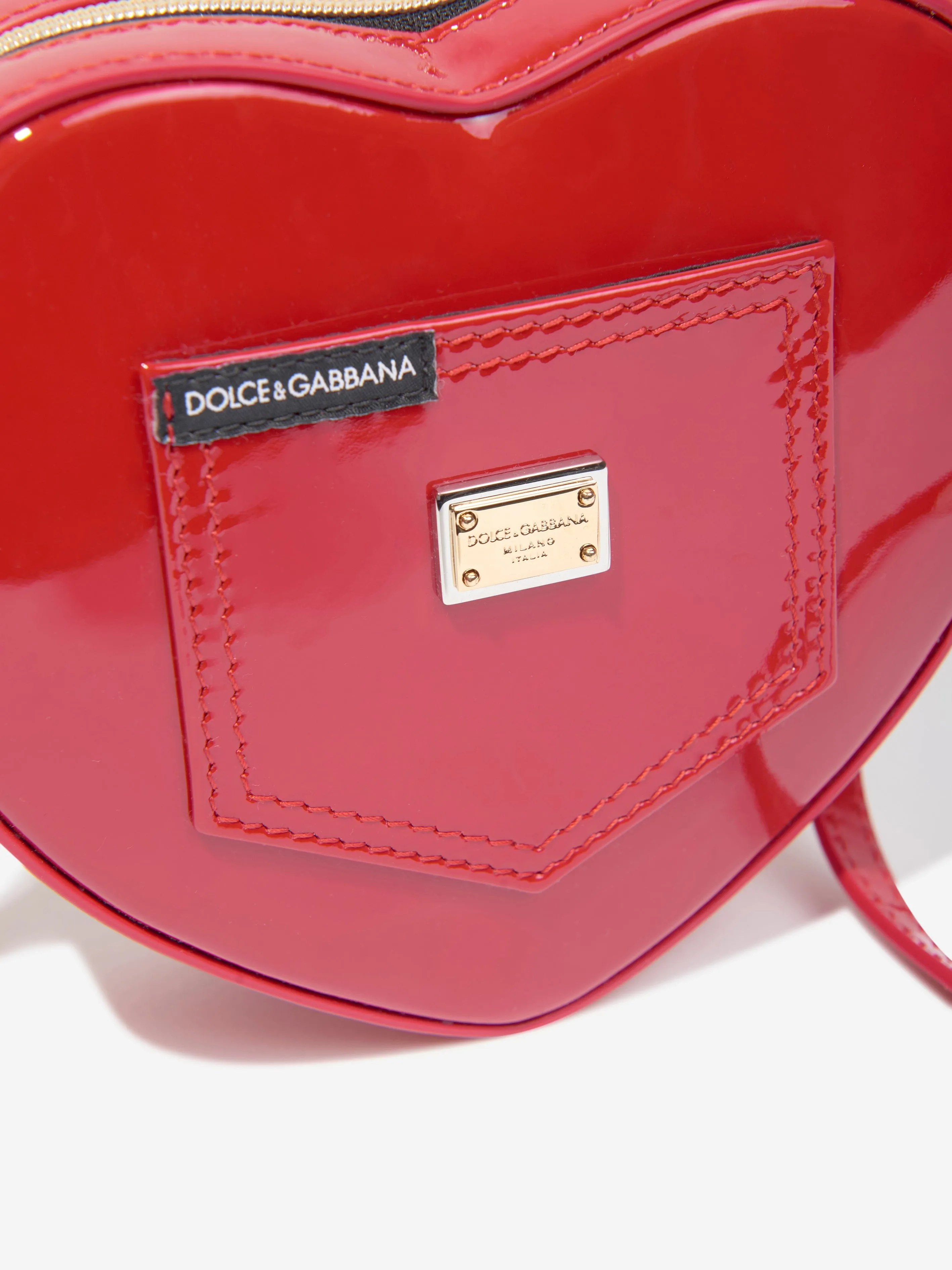 Dolce & Gabbana Girls Leather Heart Crossbody Bag in Red (20cm)