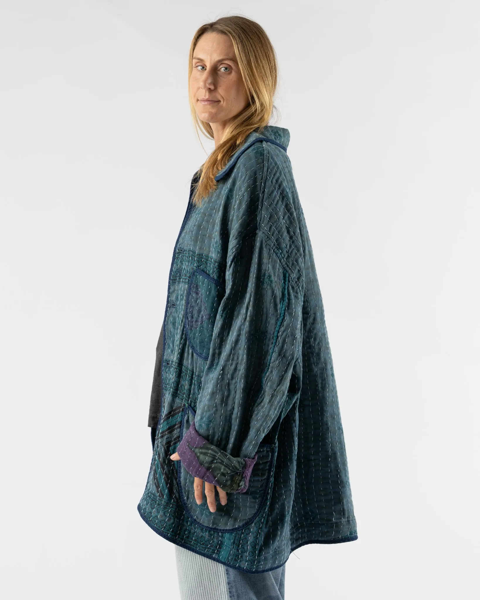 Dr. Collectors Cunningham Jacket in Vintage Kantha Quilt Indigo