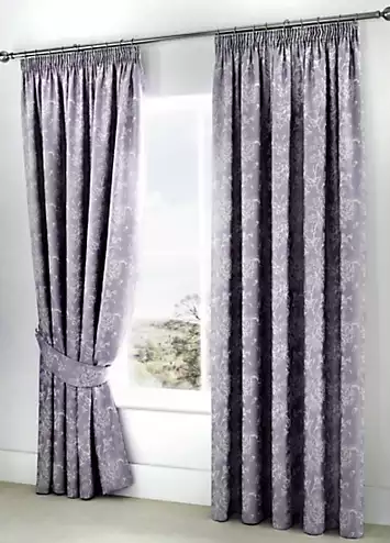 Dreams & Drapes Lavender Woven Jasmine Lined Pencil Curtains with Tie-Backs | Kaleidoscope