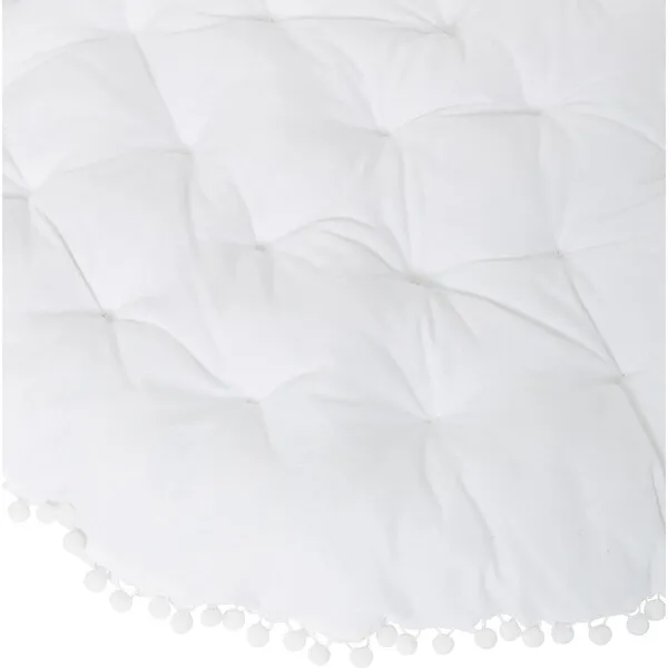 E&E Round Padded Play Mattress, White Pom Pom