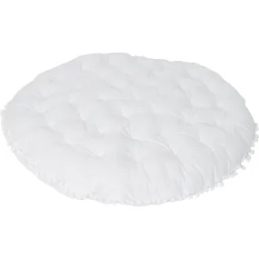 E&E Round Padded Play Mattress, White Pom Pom