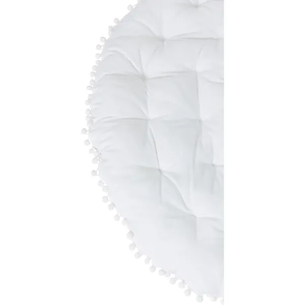 E&E Round Padded Play Mattress, White Pom Pom