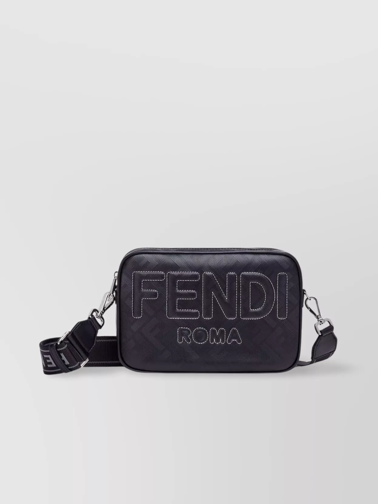 Fendi   Camera case with adjustable strap and textured stripe ff motif