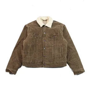 Fleece-Lined Corduroy Trucker Jacket (Brown)