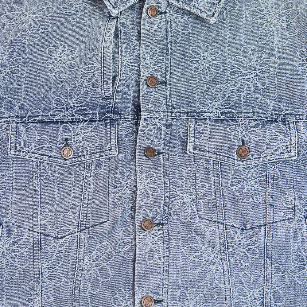 Flower Jacquard Jacket (Light Indigo)