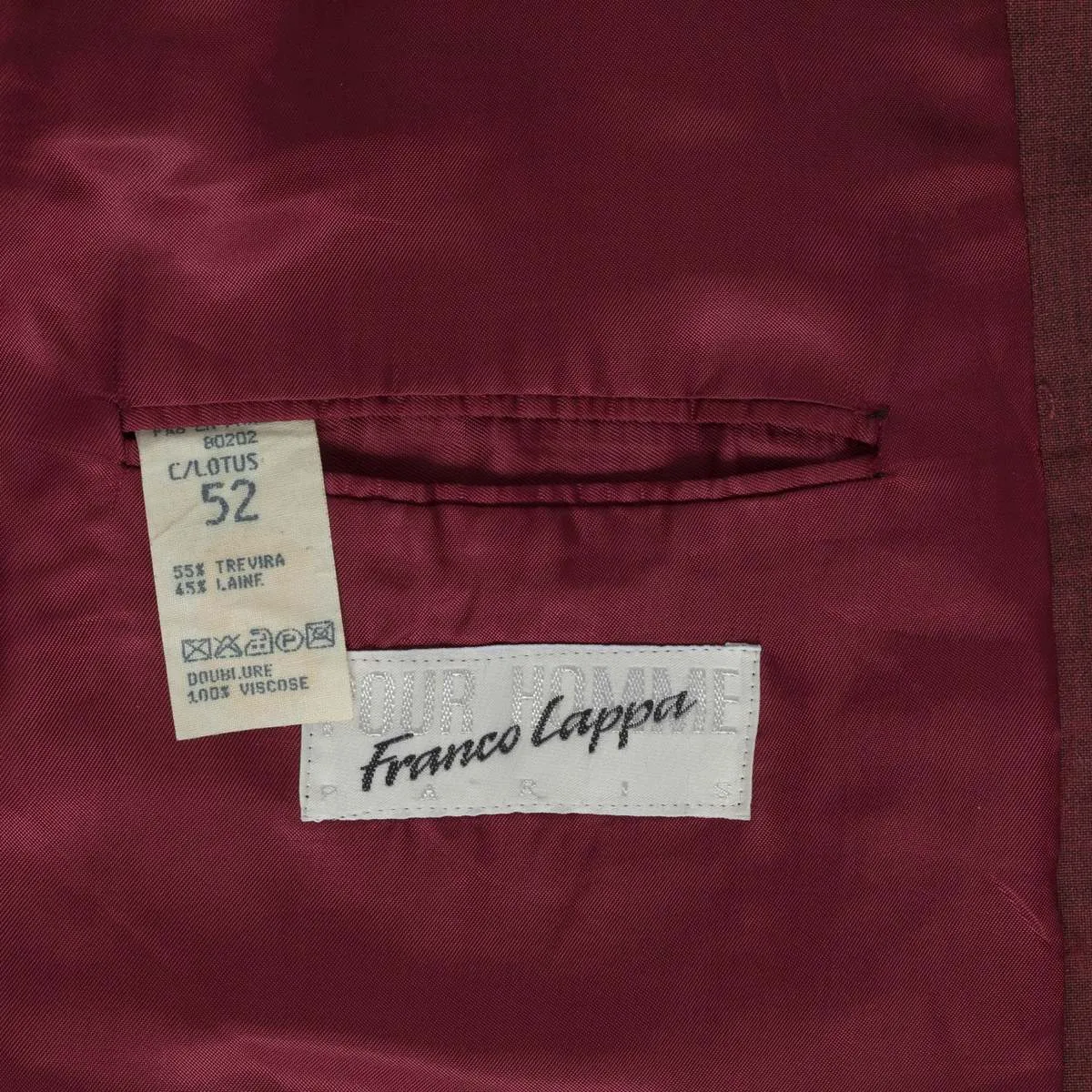 Franco Lappa (Montenegro) Trevira Basket Weave Linen Blend Regency Jacket Ruby : XL