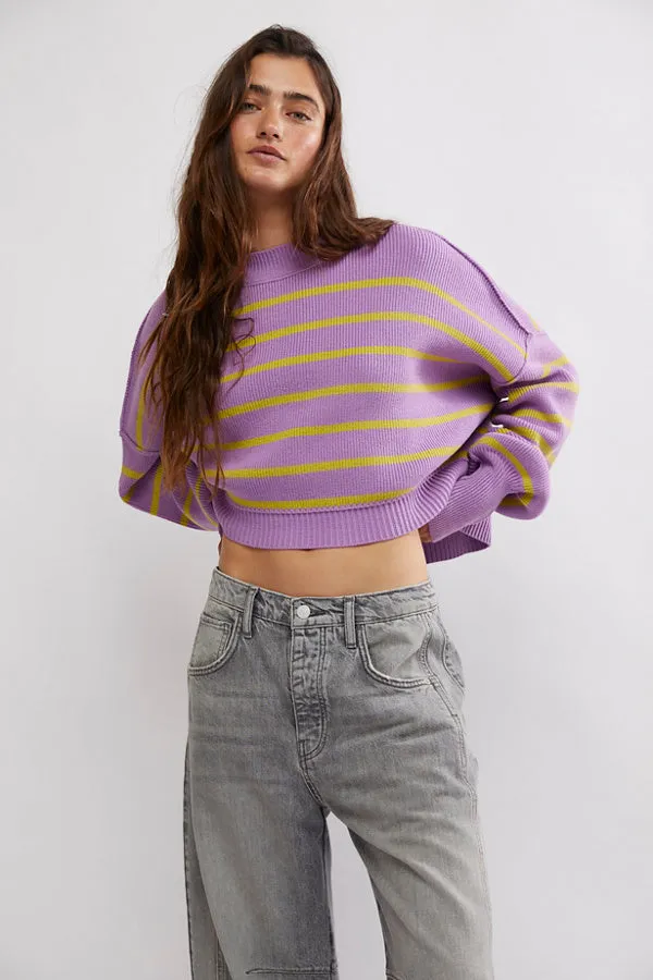 Free People Stripe Easy Street Crop Sweater