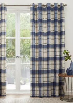 Fusion Balmoral Check Navy Eyelet Curtains