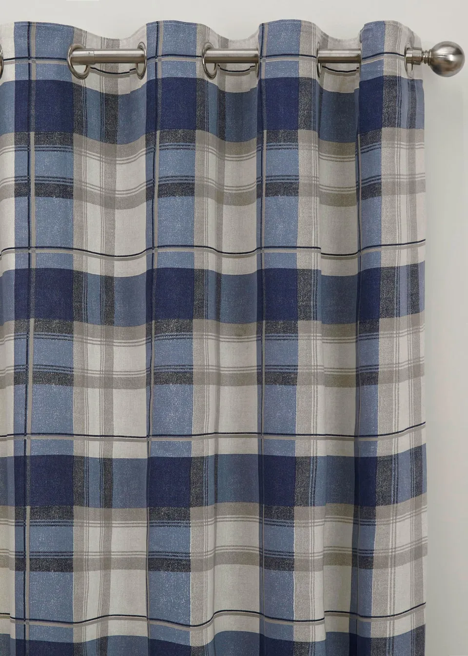 Fusion Balmoral Check Navy Eyelet Curtains