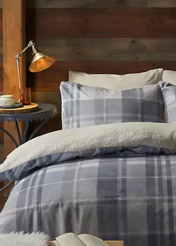 Fusion Grey Mulford Check Cosy Fleece Duvet Cover Set | Kaleidoscope