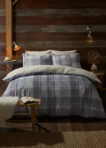 Fusion Grey Mulford Check Cosy Fleece Duvet Cover Set | Kaleidoscope