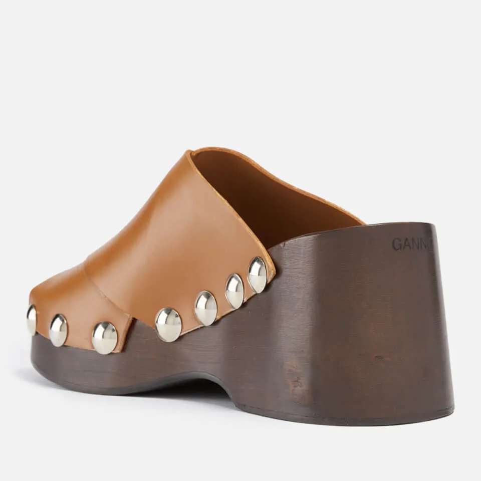 Ganni Studded Leather Platform Mules - UK 3 | Coggles