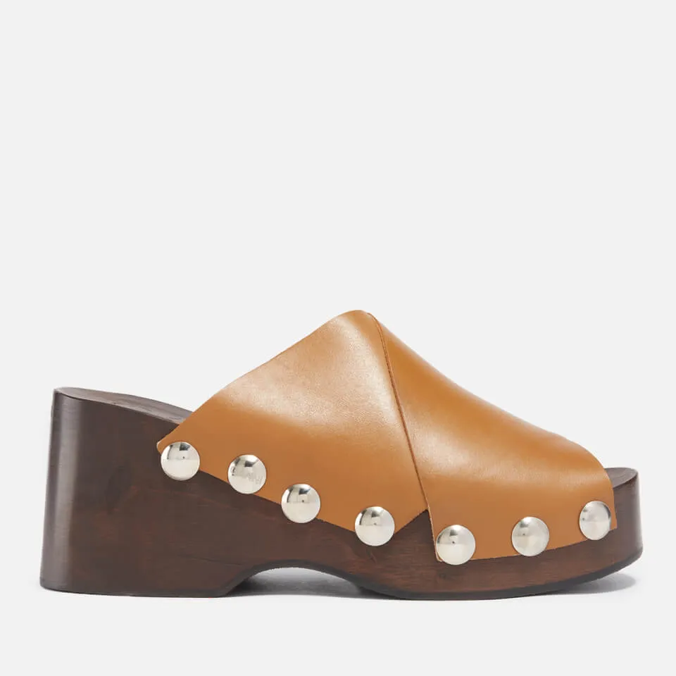 Ganni Studded Leather Platform Mules - UK 3 | Coggles