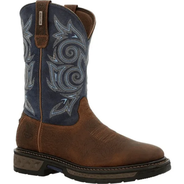 Georgia Boot Men's Carbo-Tec LT Brown and Navy Round Toe Work Boot GB00435