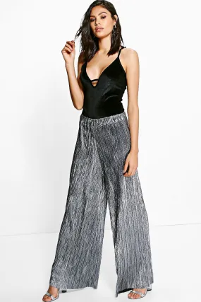 Gianna Metallic Pleated Wide Leg Pants