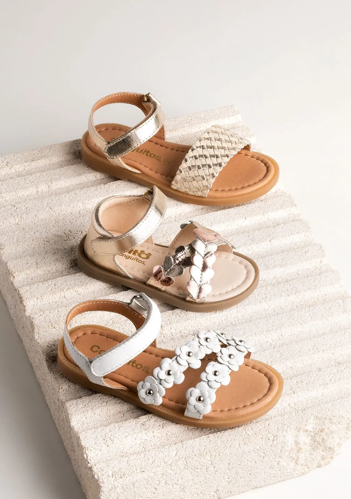 Girl's Gold Beige Sandals Napa