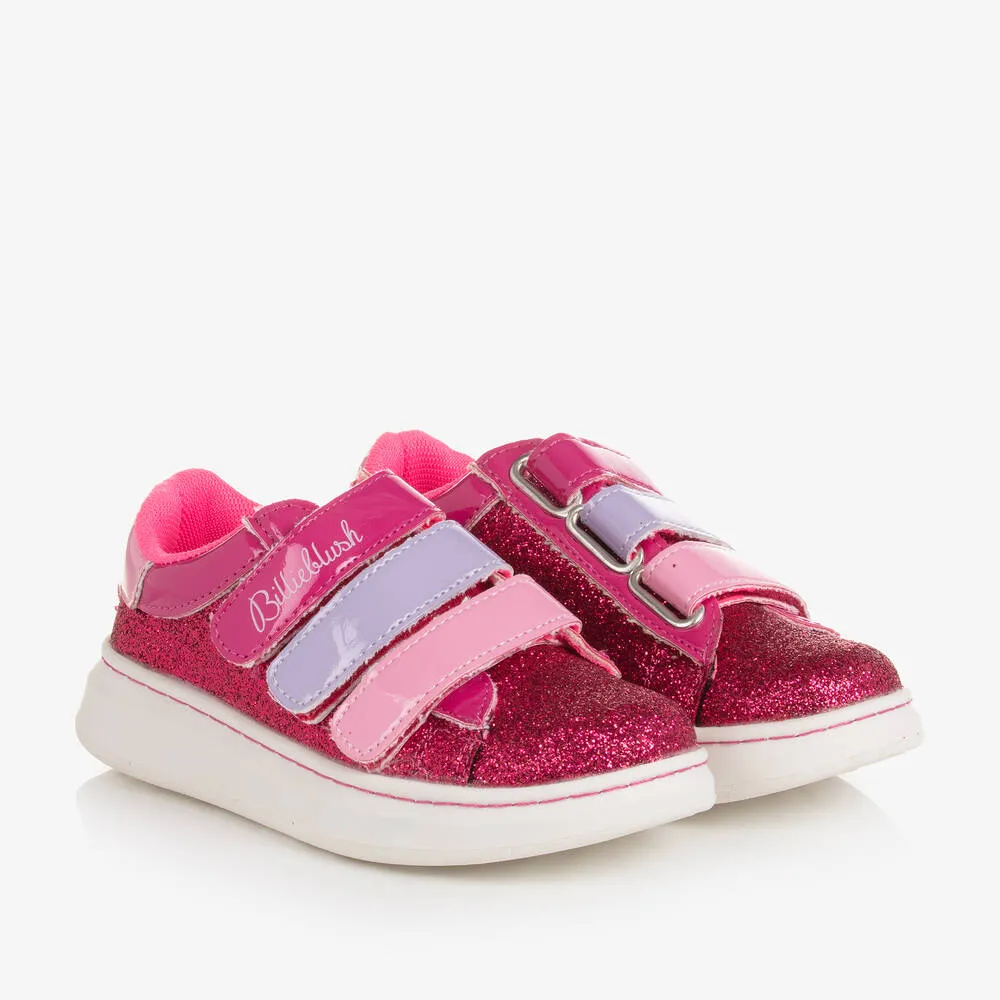 Girls Pink Glitter Trainers