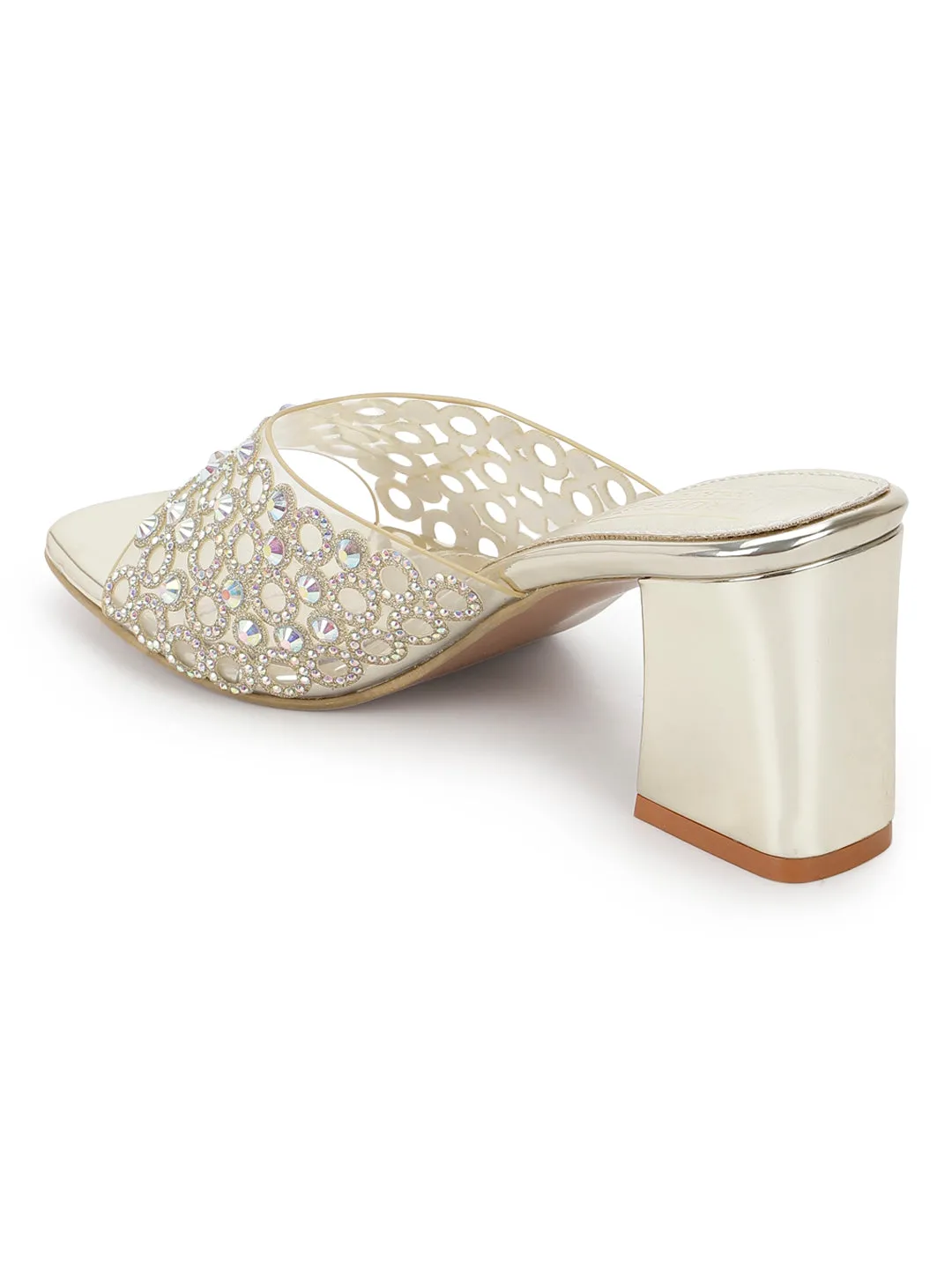 Gold PU Diamante Block Mules (TC-SLC-R5001-GLD)