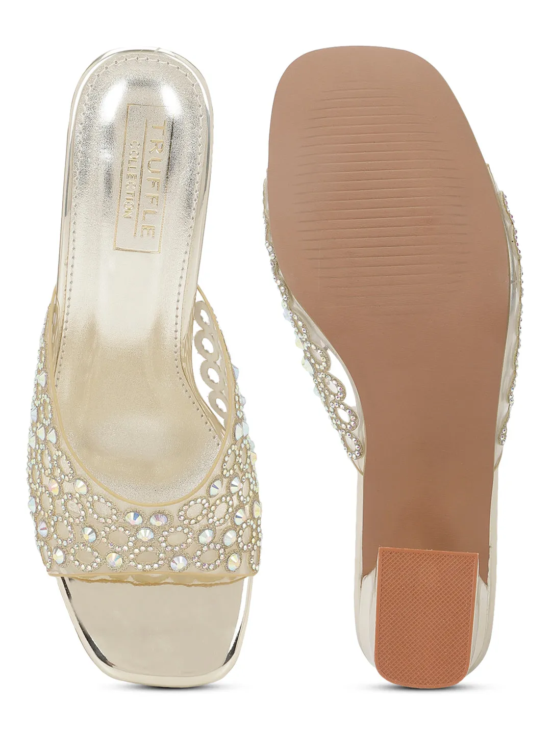 Gold PU Diamante Block Mules (TC-SLC-R5001-GLD)