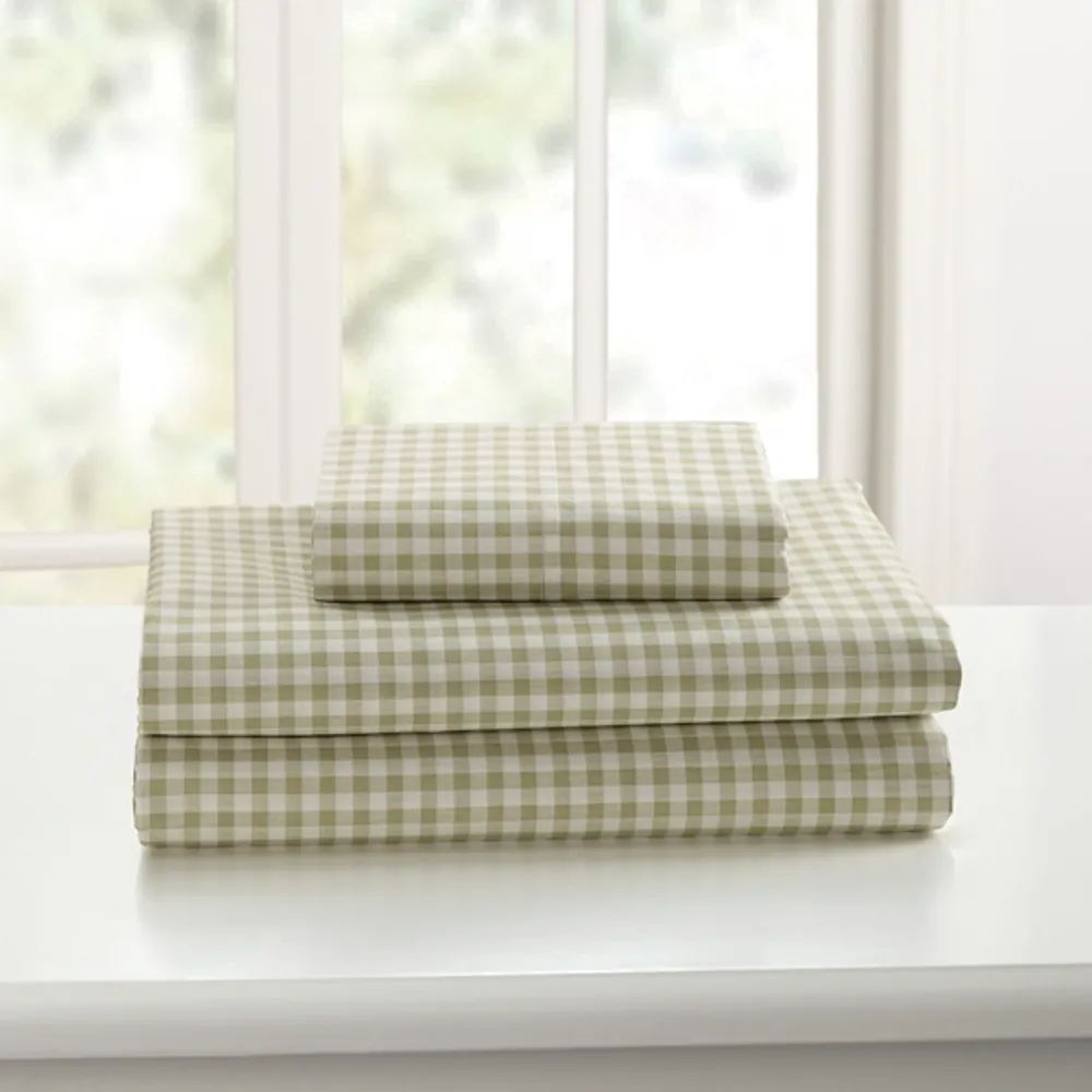 Green Gingham 3-pc. Twin Sheet Set