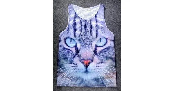 Grey Giant Blue Eyes Net Sleeveless Mens T-shirt Vest Sports Tank Top