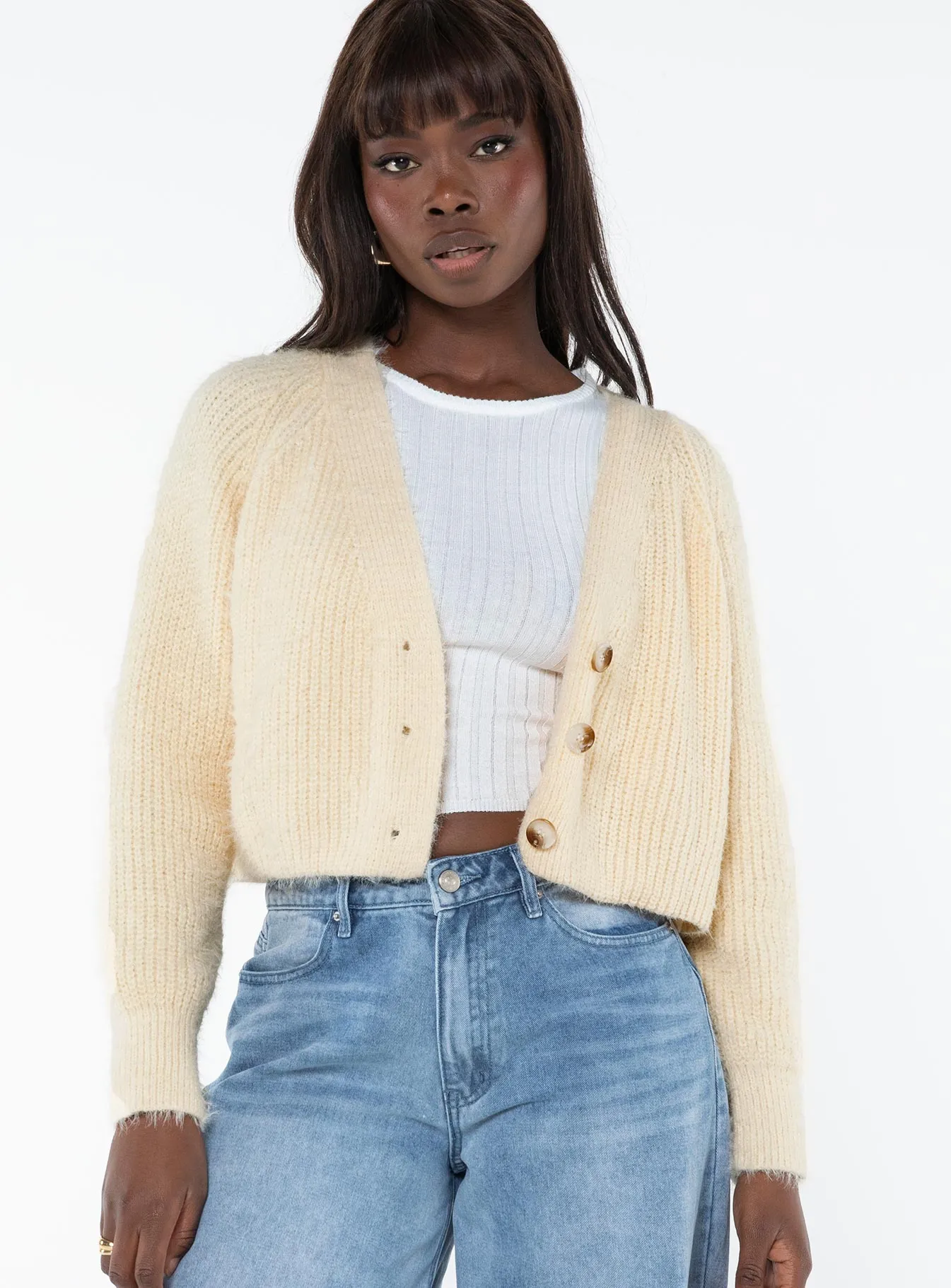 Hatton Cropped Cardigan Cream