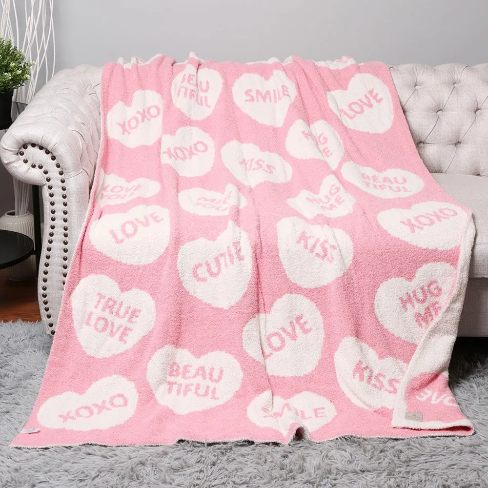 Heart Messages Soft Blanket in Pink