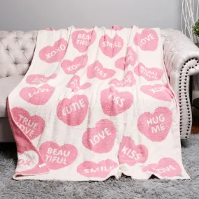 Heart Messages Soft Blanket in Pink