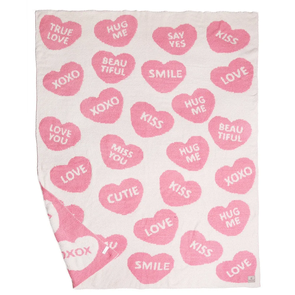 Heart Messages Soft Blanket in Pink