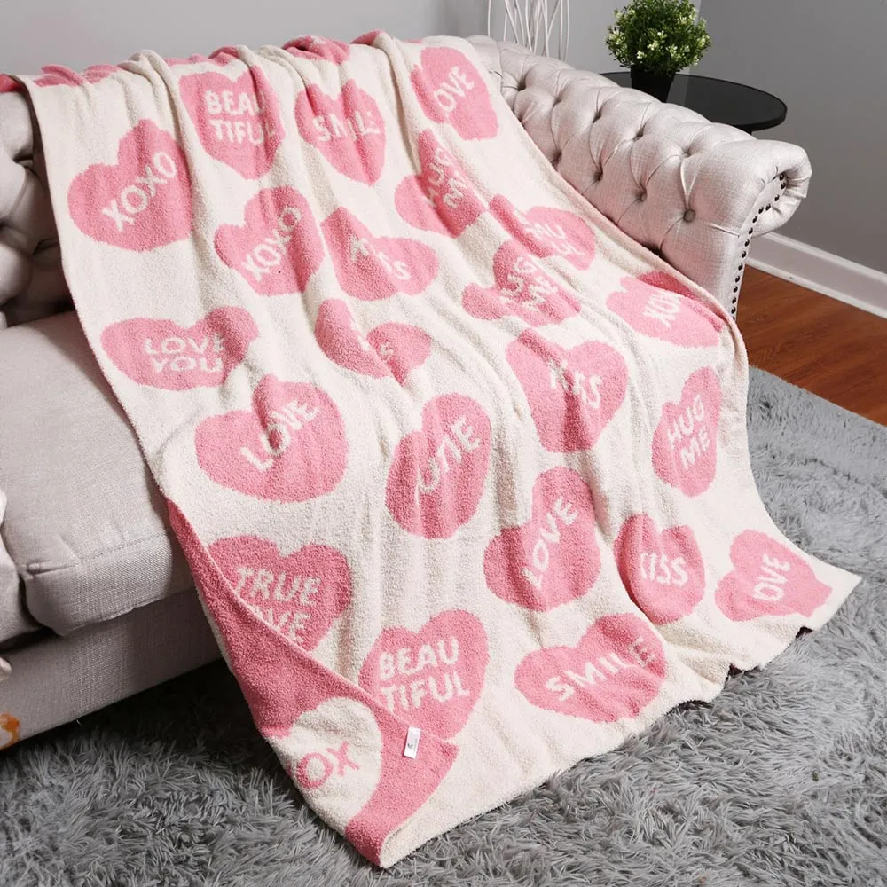 Heart Messages Soft Blanket in Pink