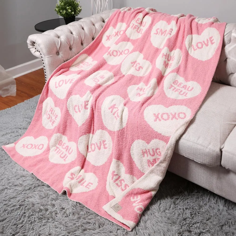 Heart Messages Soft Blanket in Pink