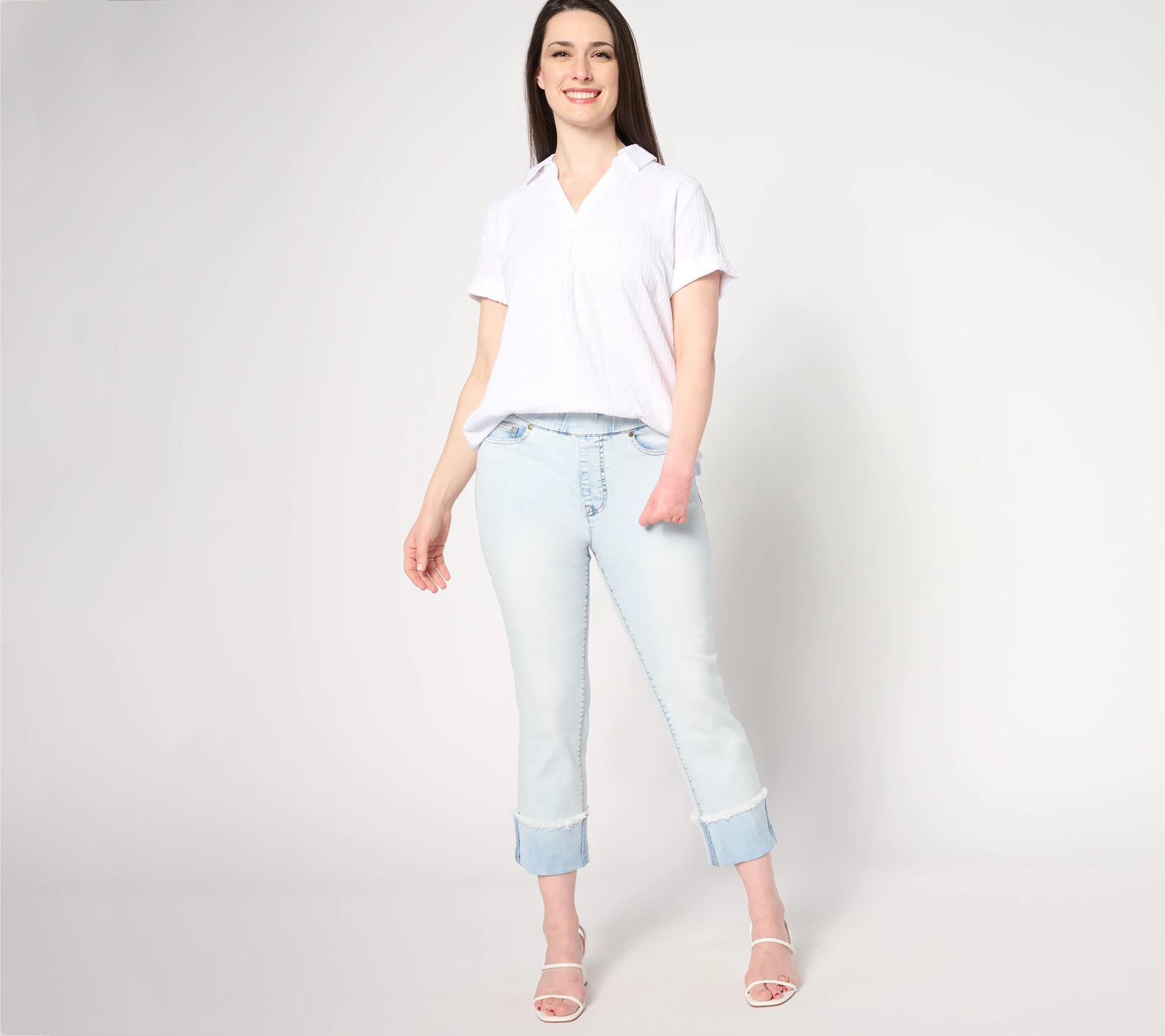 Isaac Mizrahi Live! Regular True Denim Crop Straight-Leg Jeans w/ Cuff