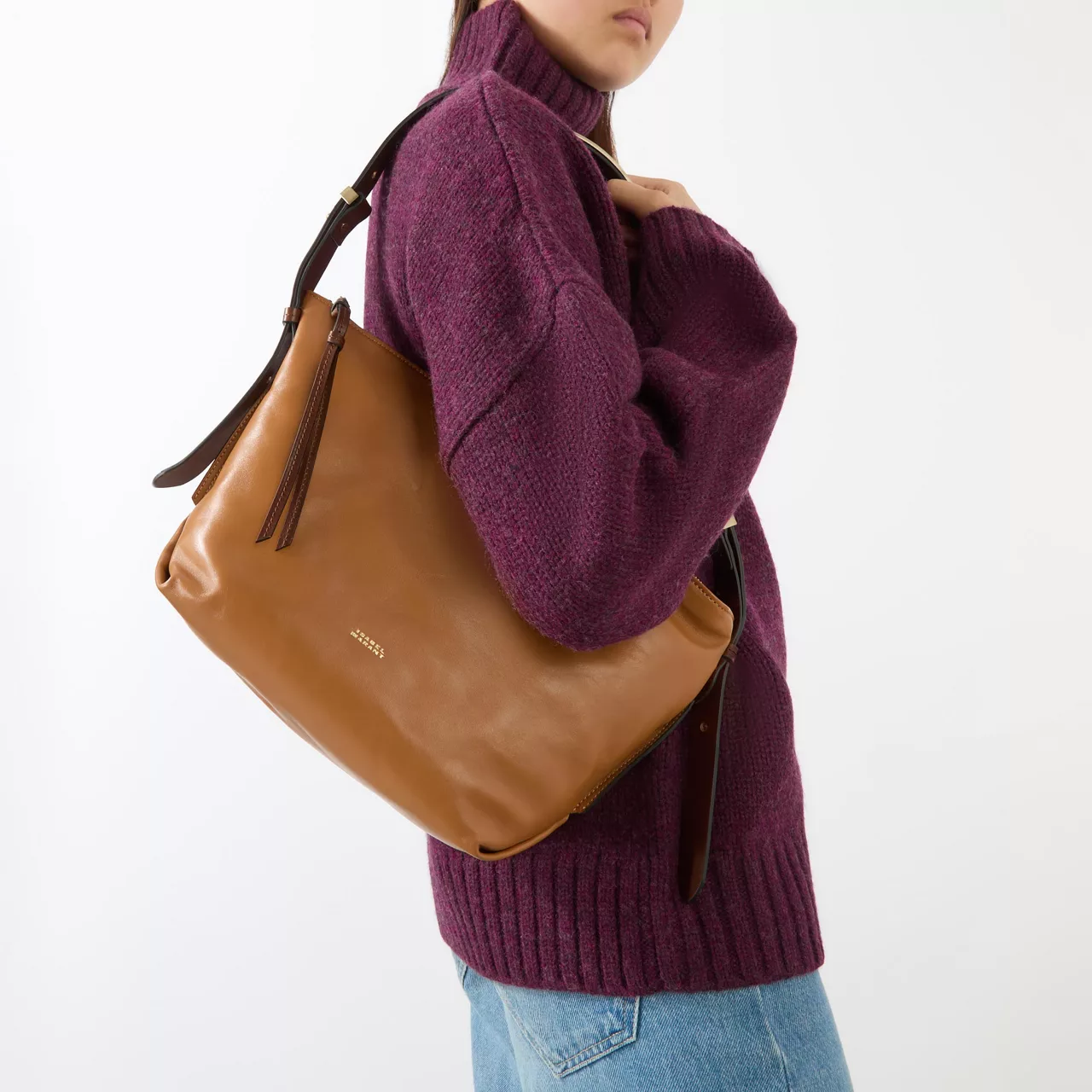 ISABEL MARANT Leyden Leather Shoulder Bag - Cognac