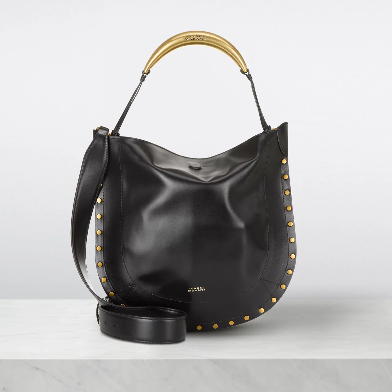 ISABEL MARANT Oskan Soft Leather Shoulder Bag - BlackGold