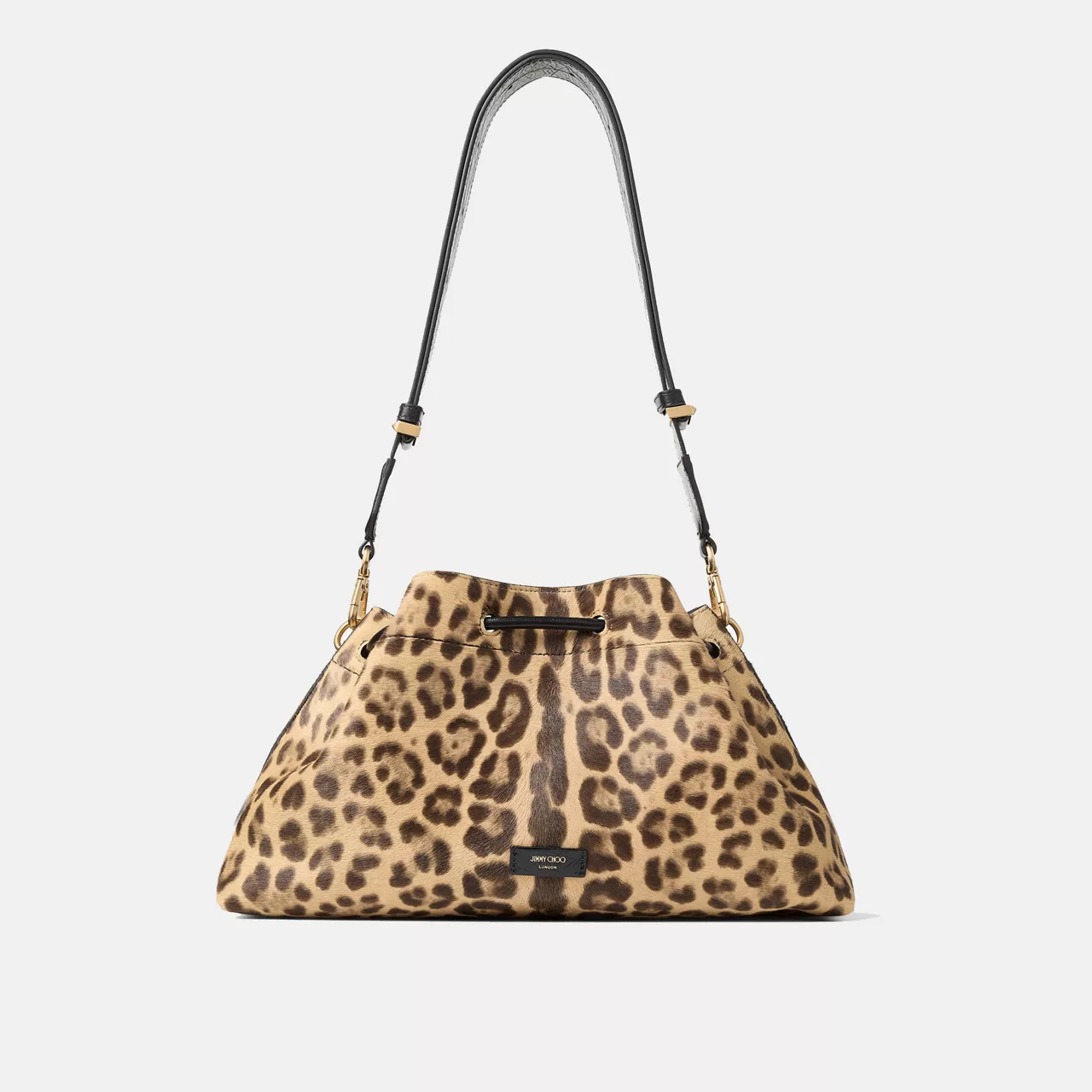 JIMMY CHOO Cinch M Leopard Shoulder Bag - NATURALGOLD