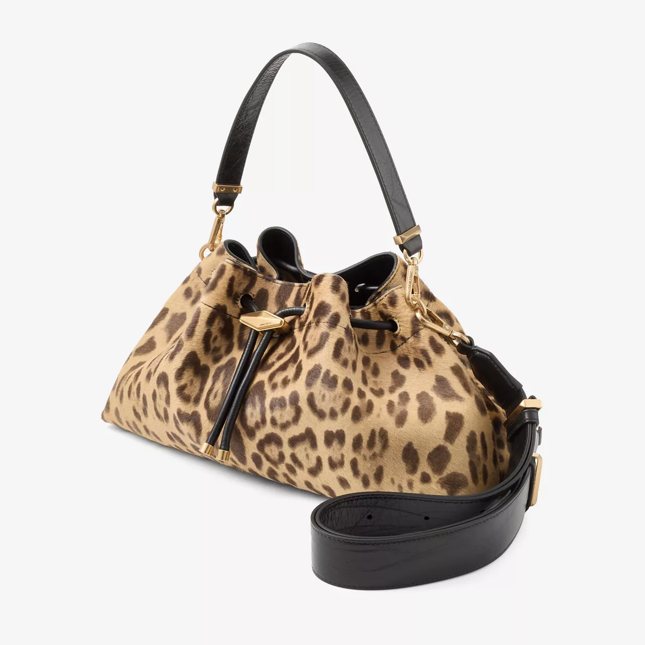 JIMMY CHOO Cinch M Leopard Shoulder Bag - NATURALGOLD