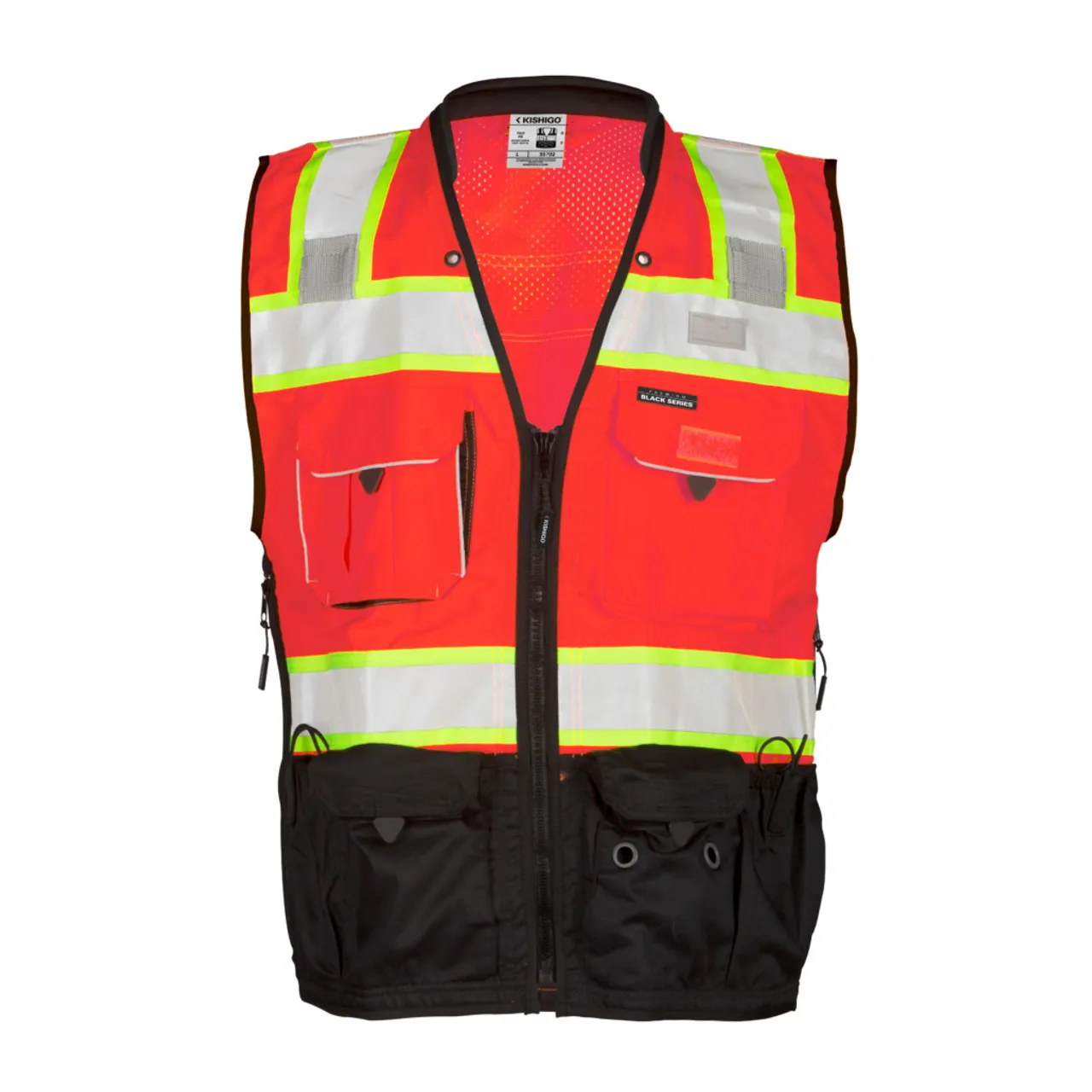 Kishigo Premium Black Series Surveyors Vest Fluorescent Red S5702