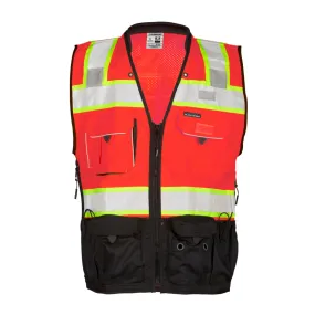 Kishigo Premium Black Series Surveyors Vest Fluorescent Red S5702