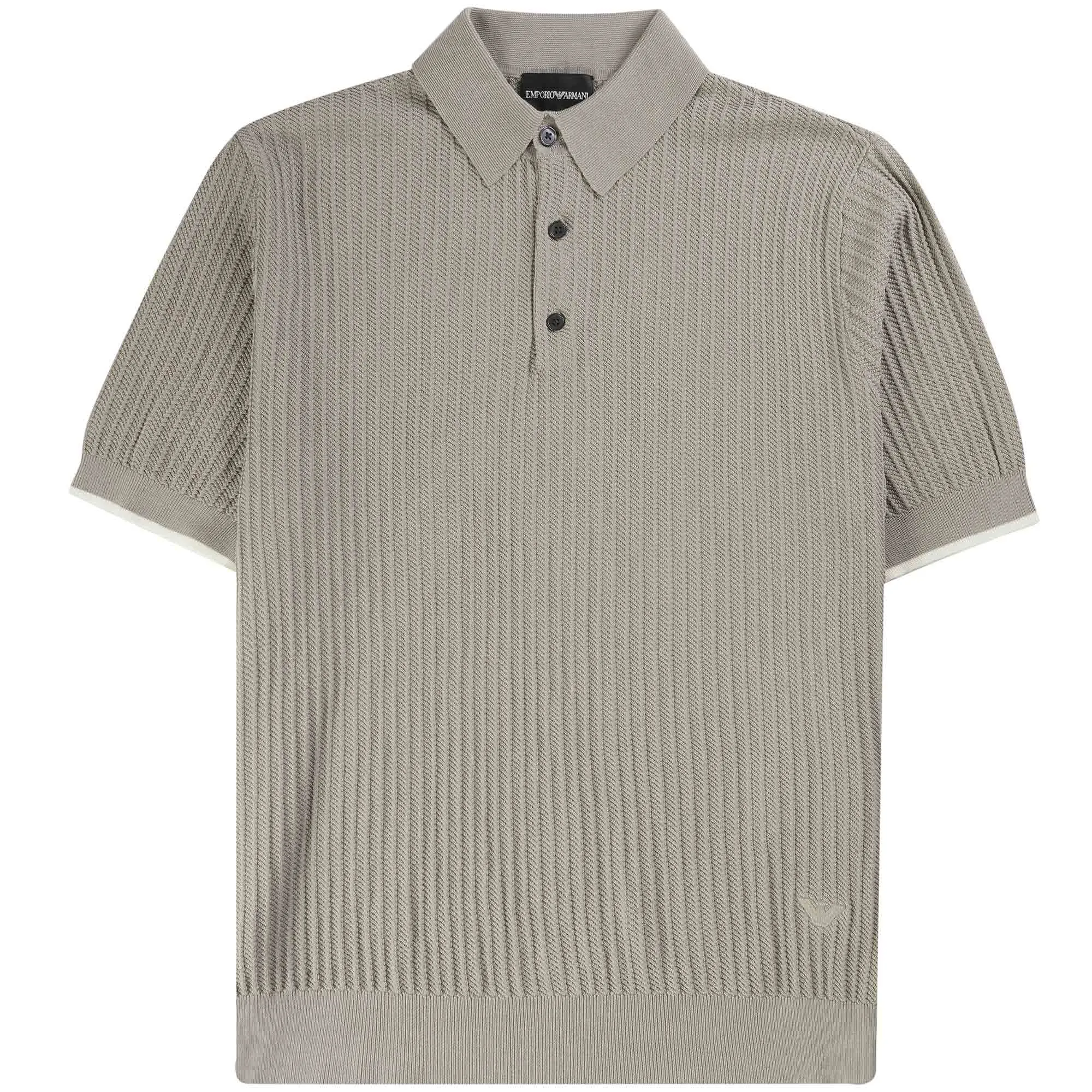 Knitted Polo Shirt - Vertical Grey