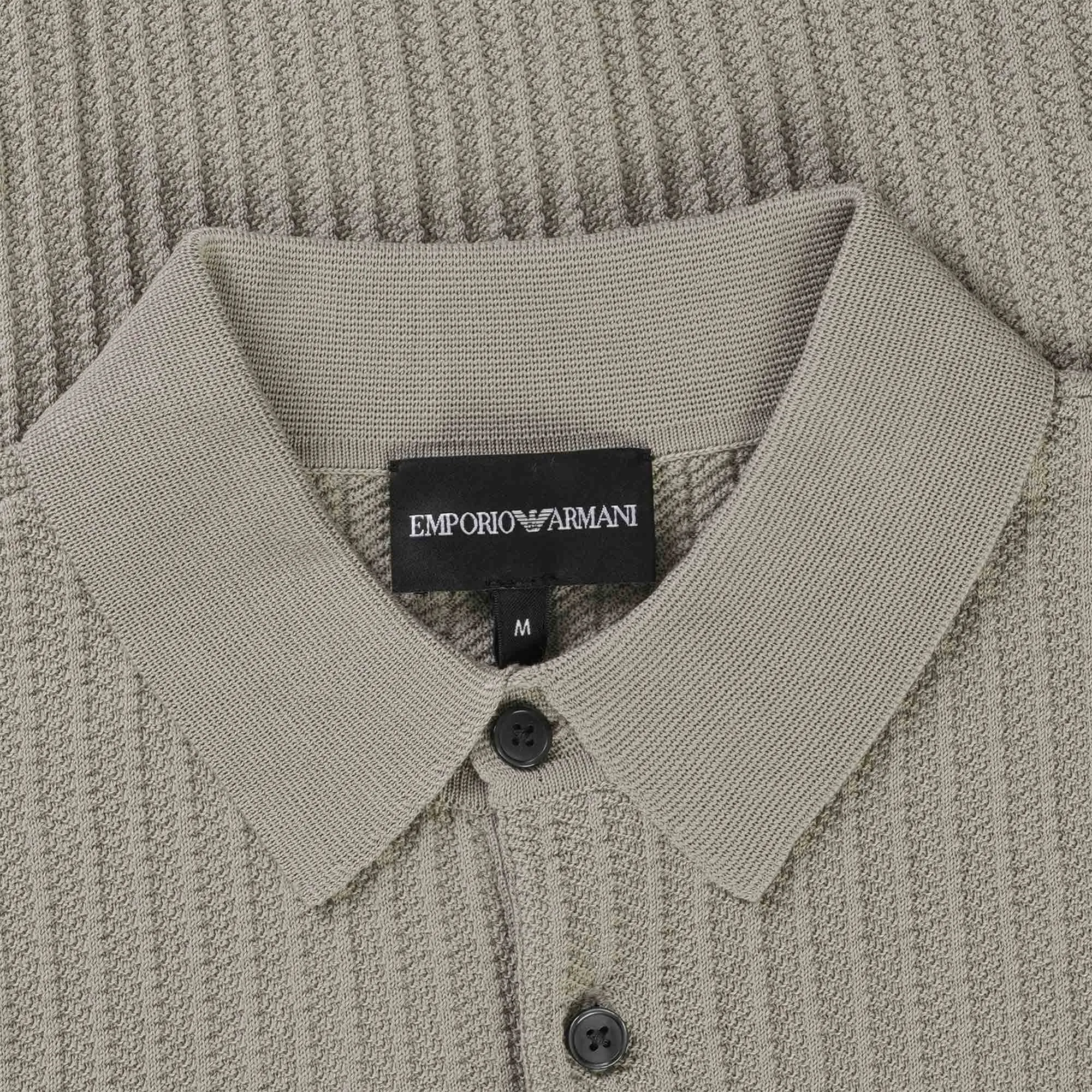 Knitted Polo Shirt - Vertical Grey