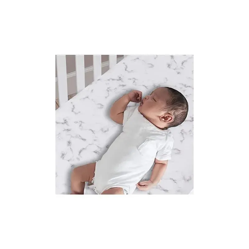 Lambs & Ivy Gray Marble Baby Crib Fitted Sheet