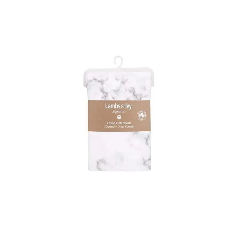 Lambs & Ivy Gray Marble Baby Crib Fitted Sheet